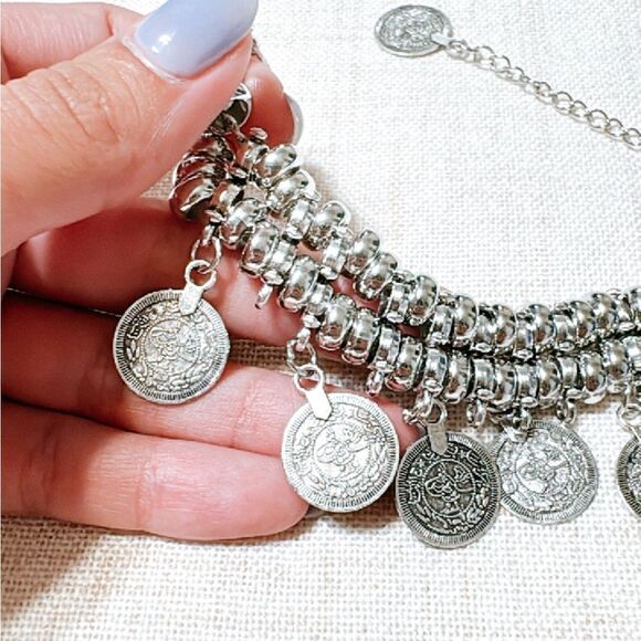 Silver boho anklet N527 - Picture 4 of 4